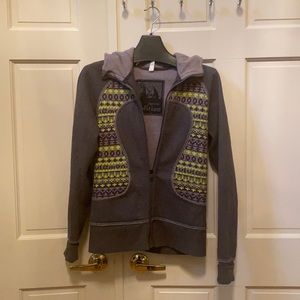 lululemon athletica Gray Zip Hoodie with Lime and Purple Accents